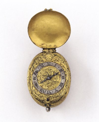 Oval escapement-klokke, ca. 1630 (sølv og forgylt metall) av Richard Jackson